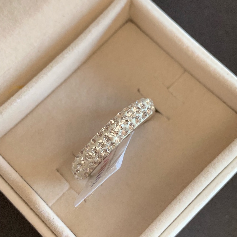 Sterling silver ring crystal band w/ Swarovski